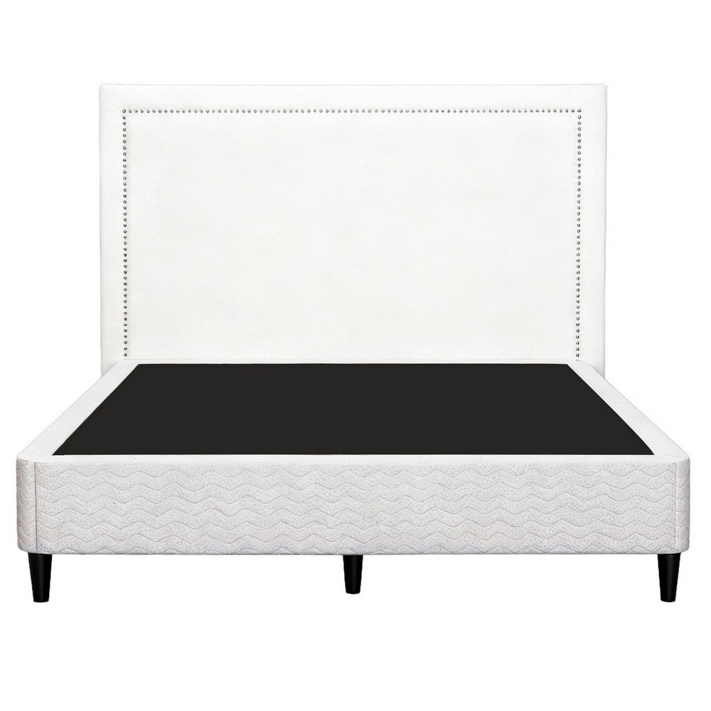 Artiss Queen Bed Frame with Headboard Platform Bed Base Grey Beige Fabric Metal - Image 3