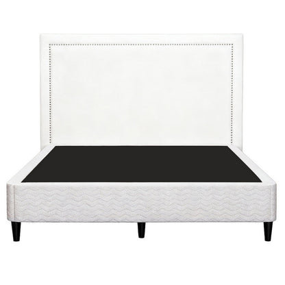 Artiss Queen Bed Frame with Headboard Platform Bed Base Grey Beige Fabric Metal - Image 3