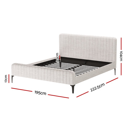 Artiss BedStory King Bed Frame with Mattress Set Platform Base Pocket Coil Linen Upholstered - Image 2