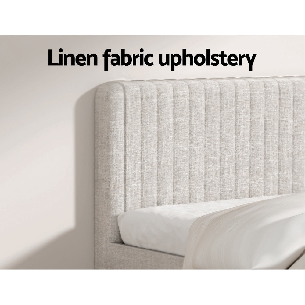 Artiss BedStory King Bed Frame with Mattress Set Platform Base Pocket Coil Linen Upholstered - Image 4