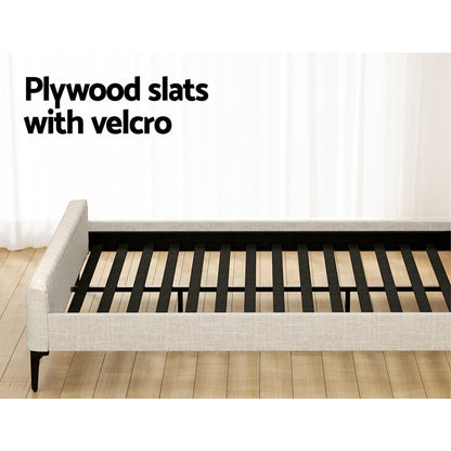 Artiss BedStory King Bed Frame with Mattress Set Platform Base Pocket Coil Linen Upholstered - Image 5