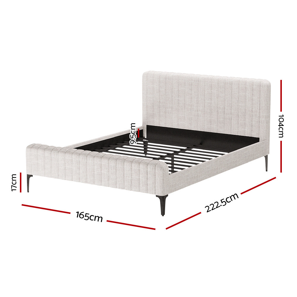 Artiss BedStory Queen Bed Frame with Mattress Set Platform Base Pocket Coil Linen Upholstered - Image 2