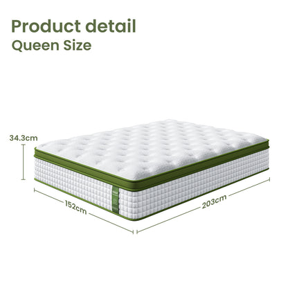Artiss BedStory Queen Bed Frame with Mattress Set Platform Base Pocket Coil Linen Upholstered - Image 3