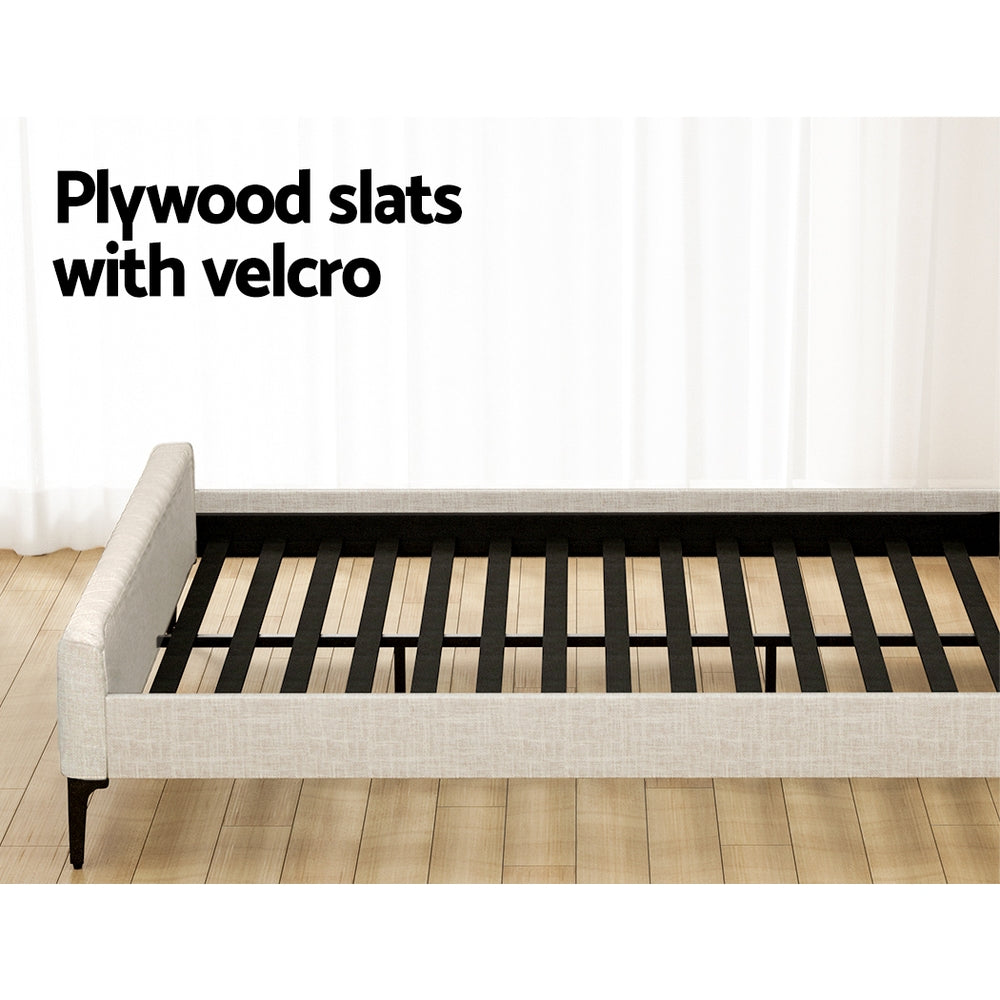 Artiss BedStory Queen Bed Frame with Mattress Set Platform Base Pocket Coil Linen Upholstered - Image 5
