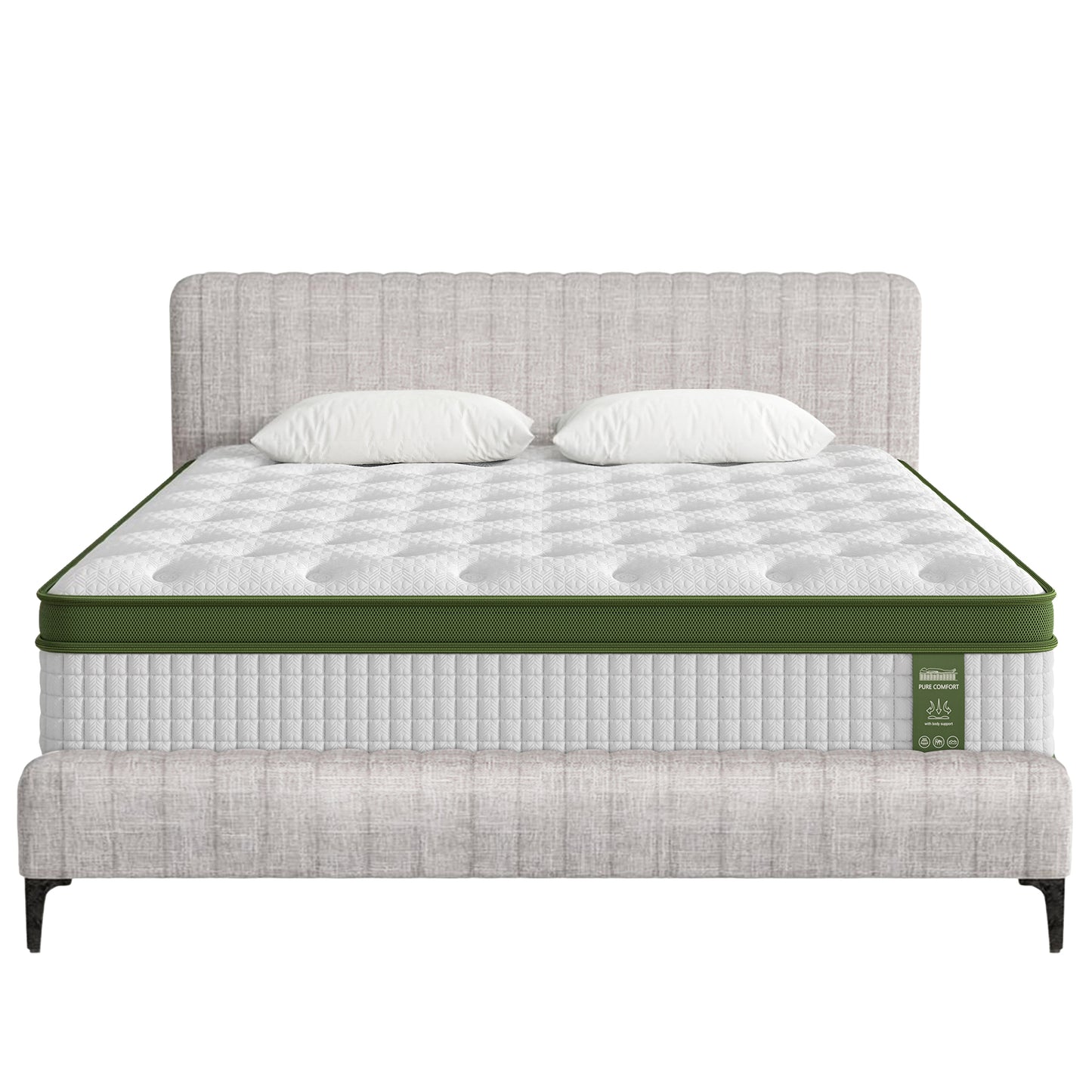 Artiss BedStory Queen Bed Frame with Mattress Set Platform Base Pocket Coil Linen Upholstered - Image 9