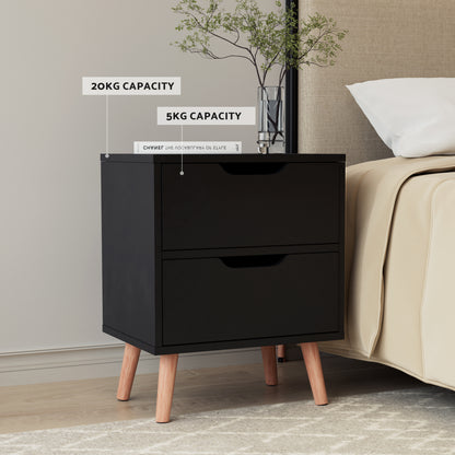 Artiss Double Bed Frame and Bedside Table Set Boucle Beige with Headboard Black Nightstand - Image 6