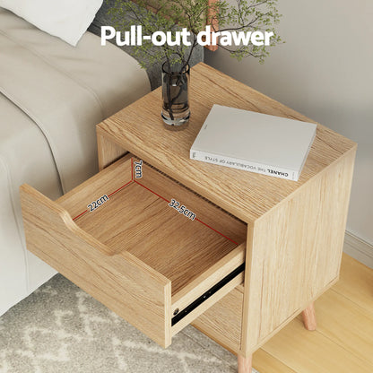 Artiss Gas Lift Queen Bed Frame with Bedside Table Set Boucle Fabric Upholstered Platform Bed Nightstand - Image 7