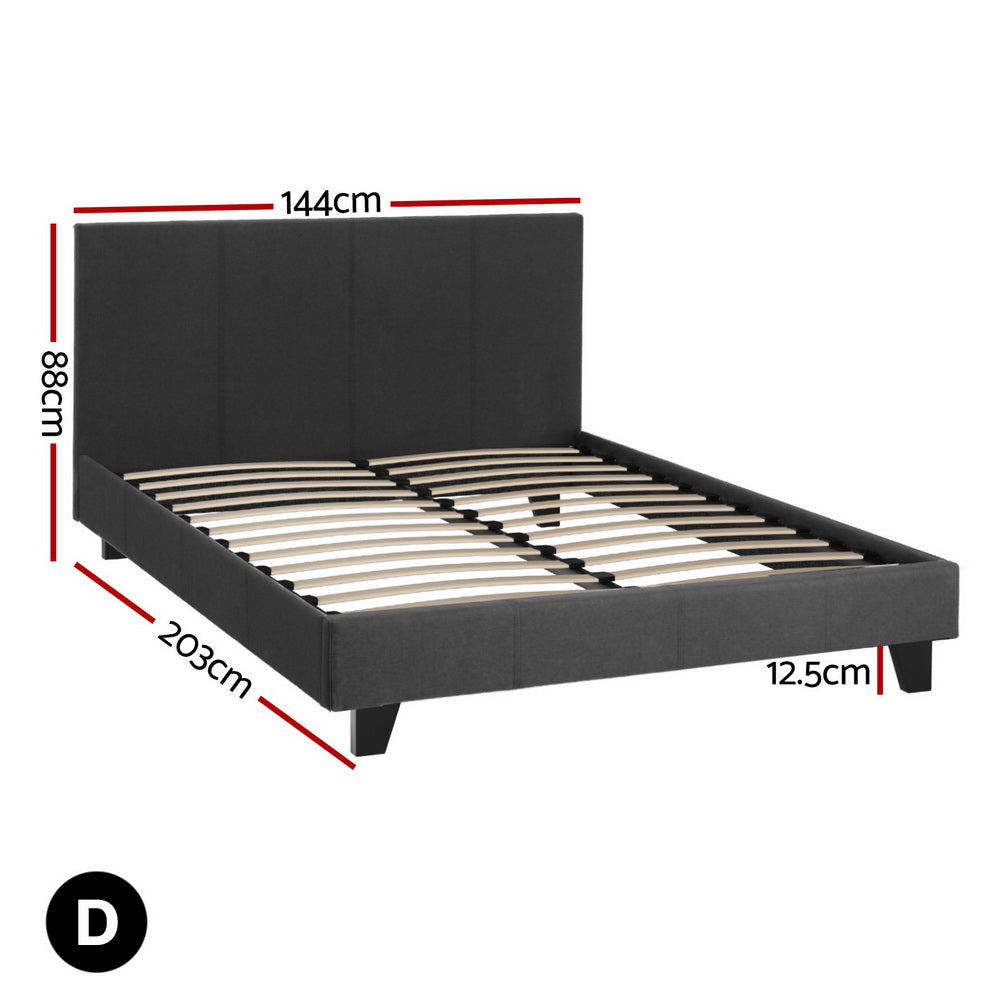 Artiss BedStory Double Bed Frame Mattress Set Platform Upholstered Hybrid Pocket Coil - Image 2