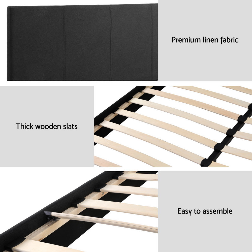 Artiss BedStory Double Bed Frame Mattress Set Platform Upholstered Hybrid Pocket Coil - Image 4