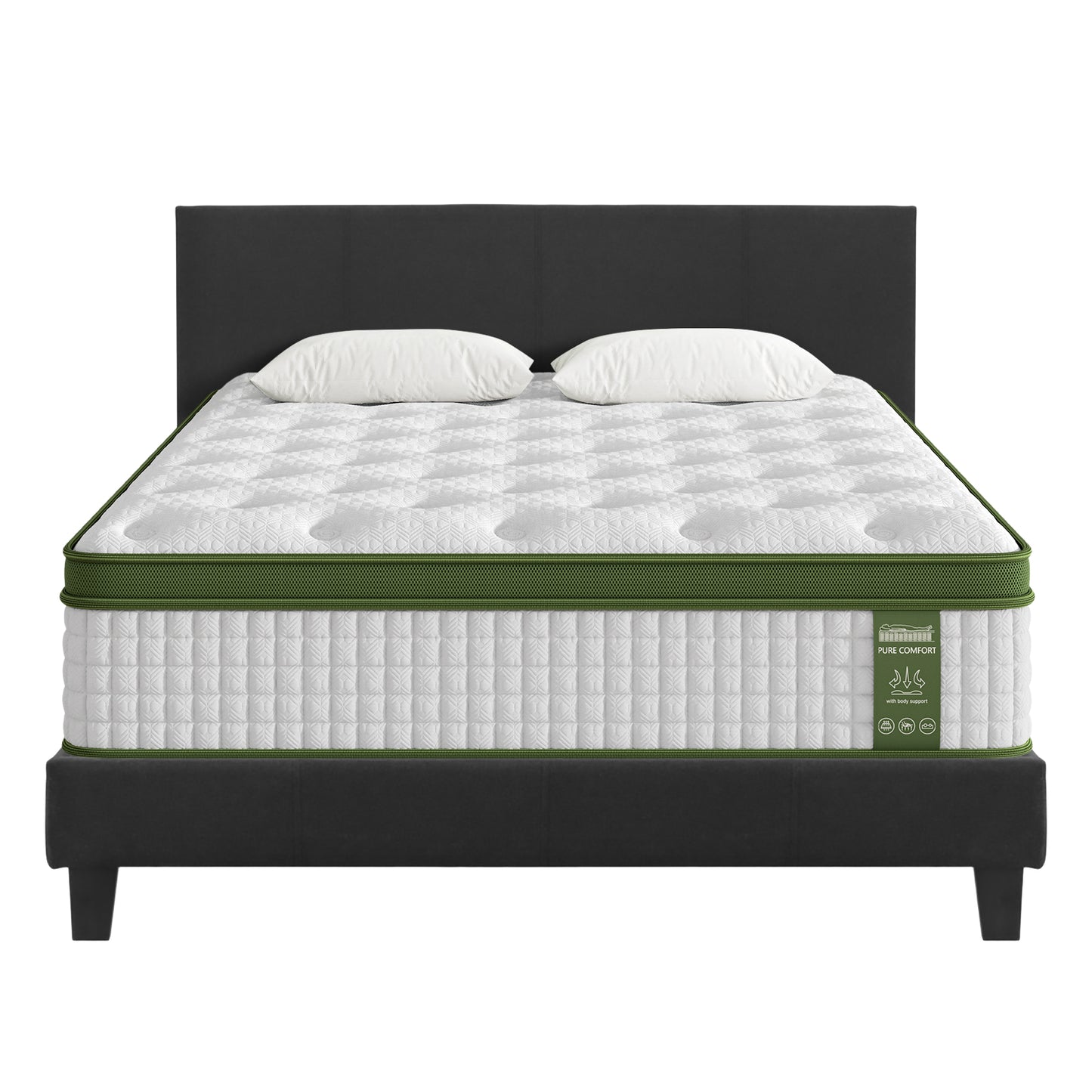 Artiss BedStory Double Bed Frame Mattress Set Platform Upholstered Hybrid Pocket Coil - Image 8