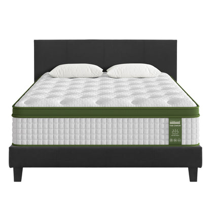 Artiss BedStory Double Bed Frame Mattress Set Platform Upholstered Hybrid Pocket Coil - Image 8