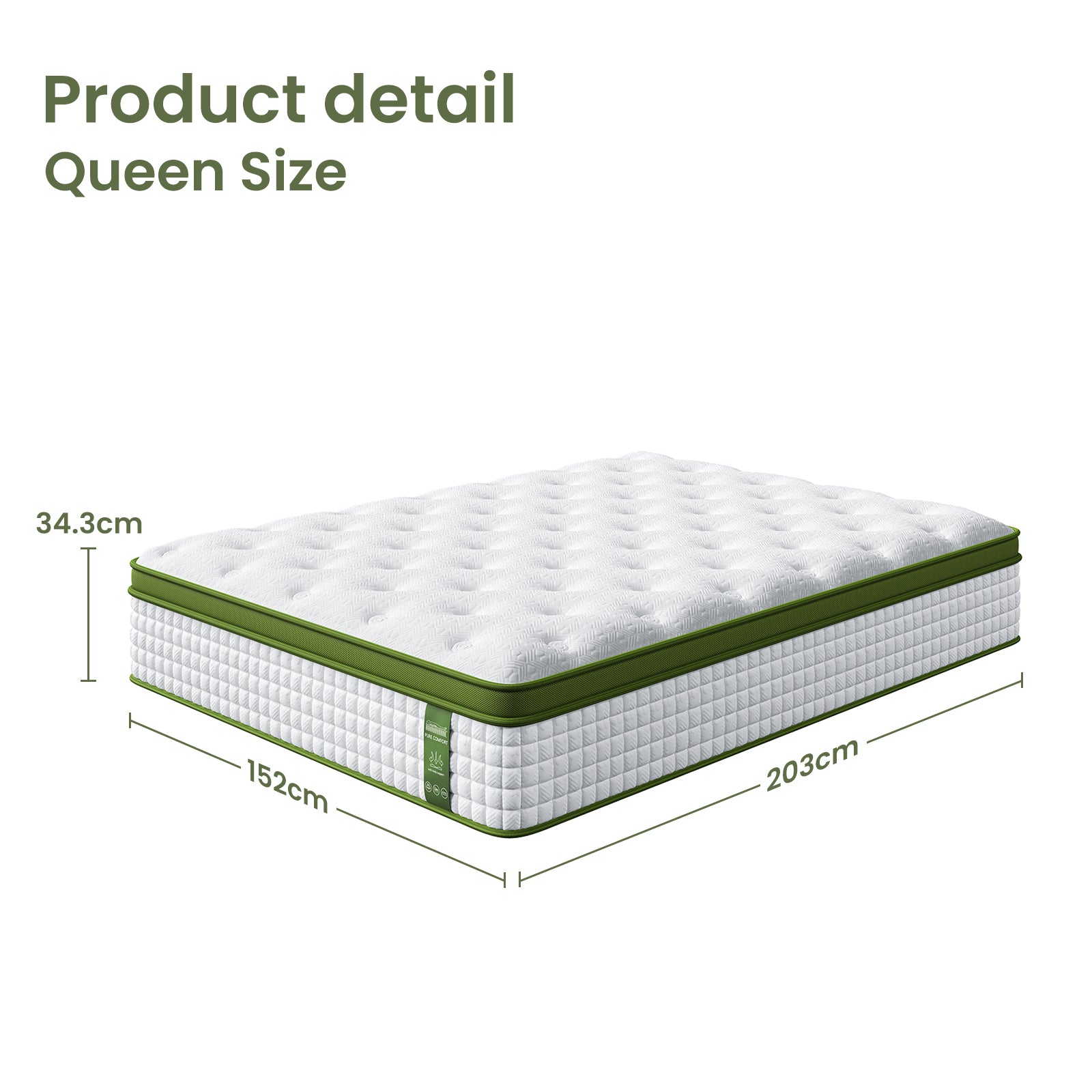 Artiss BedStory Queen Bed Frame Mattress Set Platform Upholstered Hybrid Pocket Coil - Image 3