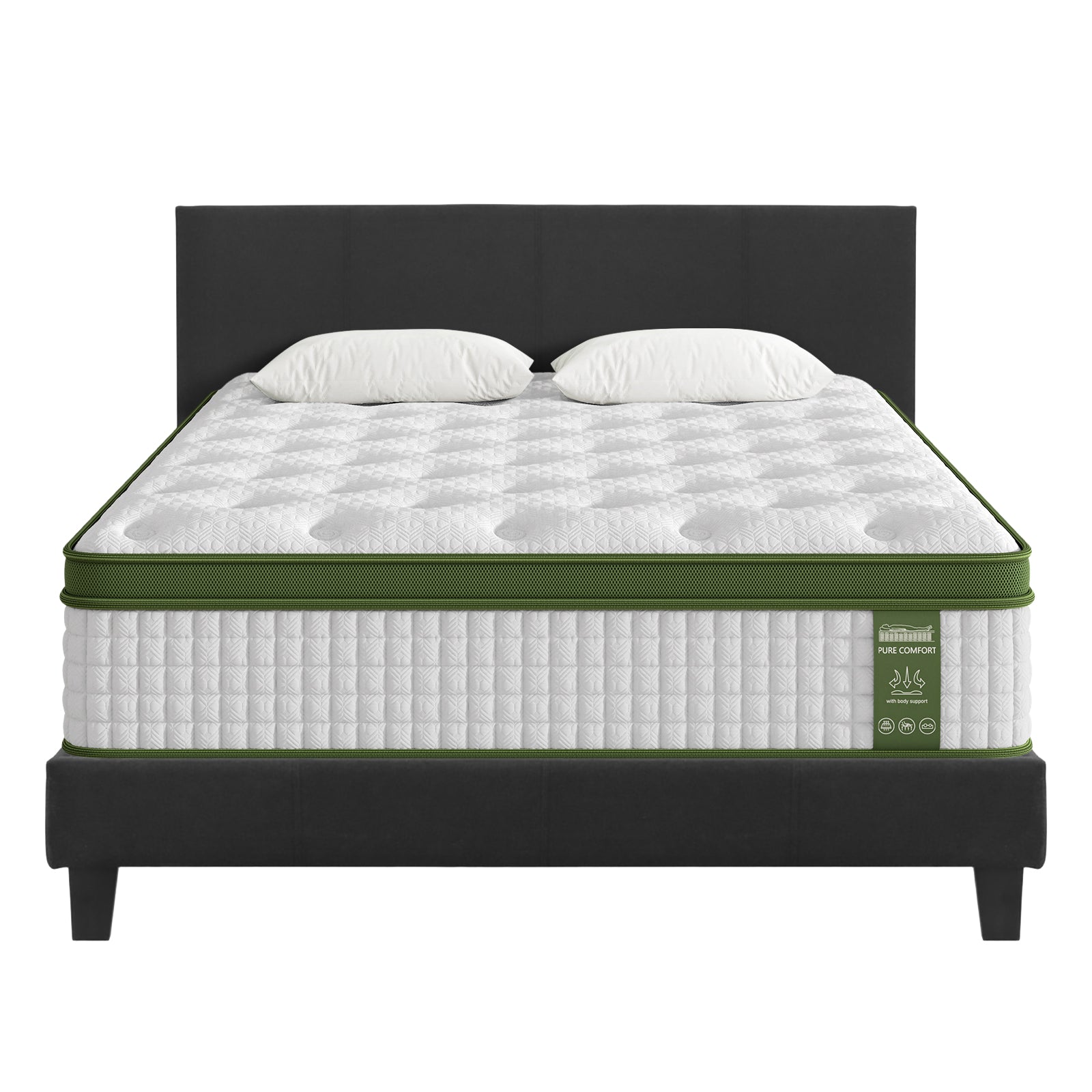 Artiss BedStory Queen Bed Frame Mattress Set Platform Upholstered Hybrid Pocket Coil - Image 8