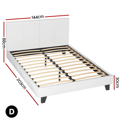 Artiss Double Bed Frame and BedStory Hybrid Mattress Bundle with Headboard White - Image 2