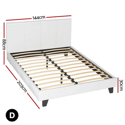 Artiss Double Bed Frame and BedStory Hybrid Mattress Bundle with Headboard White - Image 2