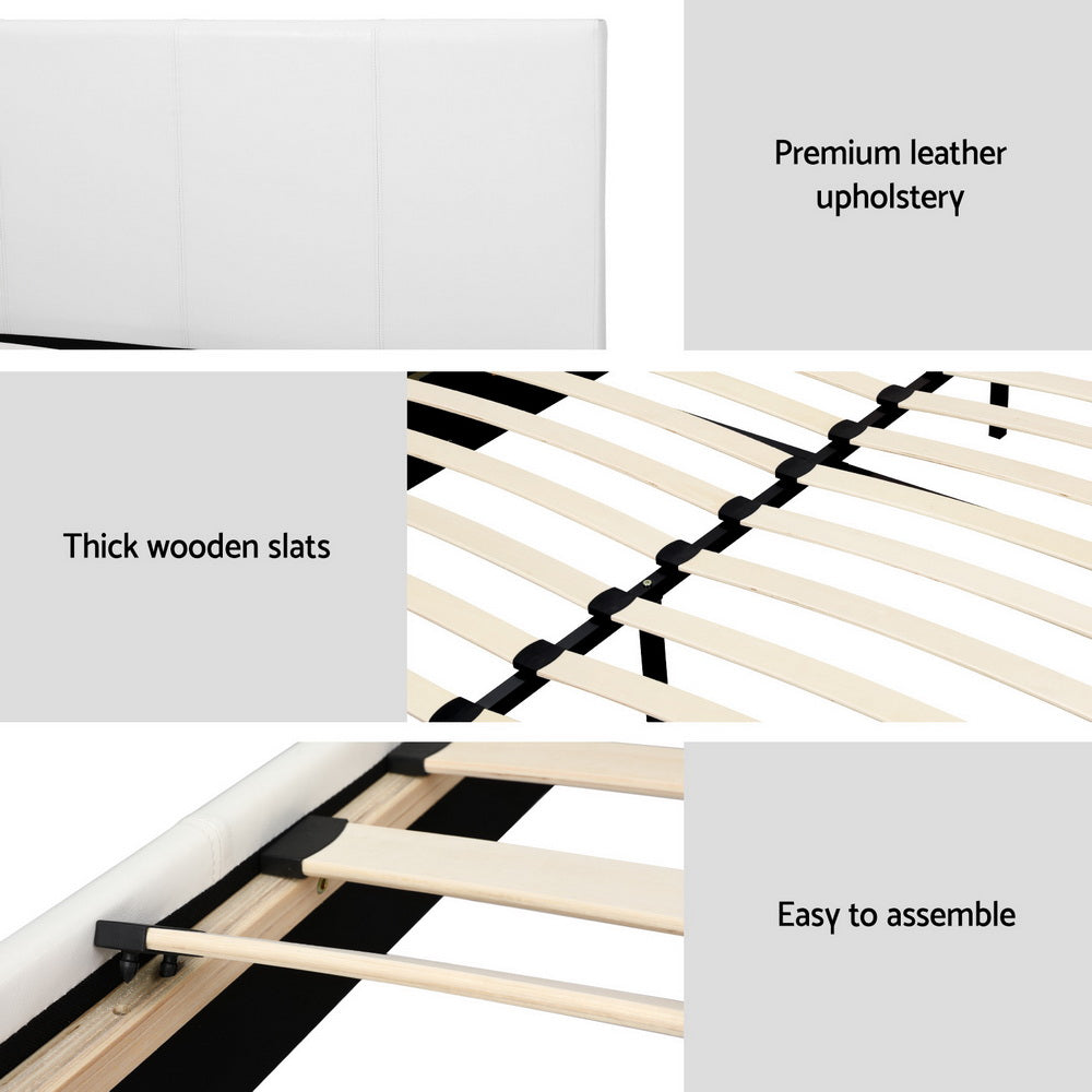 Artiss Double Bed Frame and BedStory Hybrid Mattress Bundle with Headboard White - Image 5