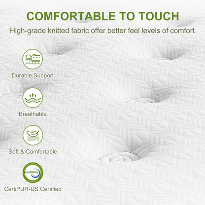 Artiss Double Bed Frame and BedStory Hybrid Mattress Bundle with Headboard White - Image 7