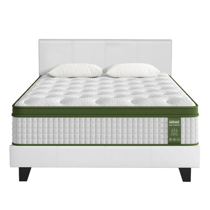 Artiss Double Bed Frame and BedStory Hybrid Mattress Bundle with Headboard White - Image 9