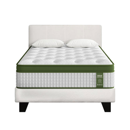 Artiss King Single Bed Set with BedStory Hybrid Mattress Upholstered Platform White Boucle Fabric - Image 9