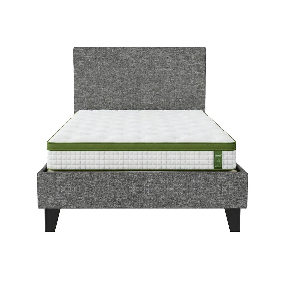 Artiss BedStory Single Bed Frame and Mattress Set, 30cm Hybrid Cooling Gel Mattress with Grey Upholstered Wooden Platform Base, Modern Bedroom Furniture Bundle - Image 2