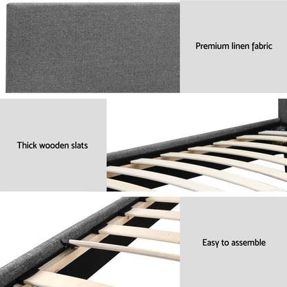 Artiss BedStory Single Bed Frame and Mattress Set, 30cm Hybrid Cooling Gel Mattress with Grey Upholstered Wooden Platform Base, Modern Bedroom Furniture Bundle - Image 7