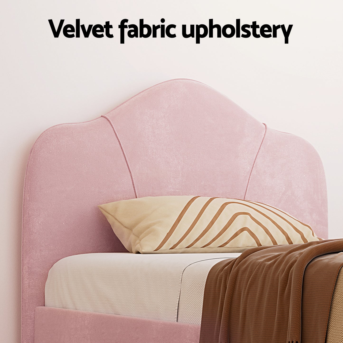 Artiss King Single Storage Bed Frame Velvet with Bedside Table Pink - Image 4