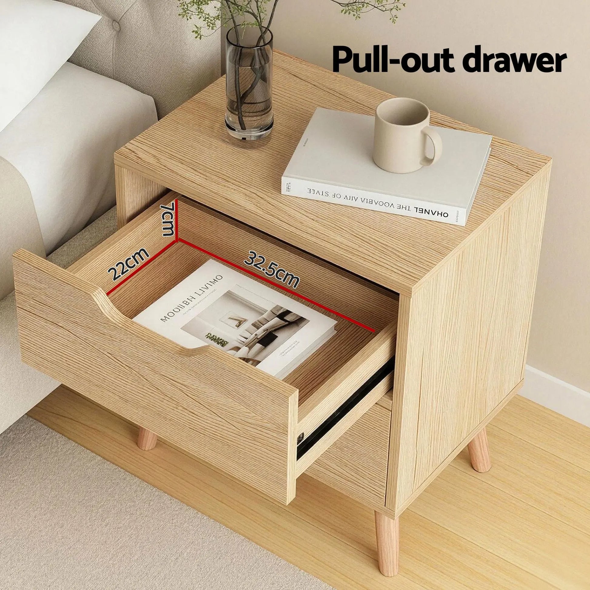 Artiss Double Bed Frame with Storage and Bedside Table Set Tufted Linen Gas Lift Bed Base and 2-Drawer Nightstand - Image 9