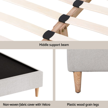Artiss Queen Bed Frame with Storage Scalloped Velvet Headboard Wooden Platform Base - Image 5