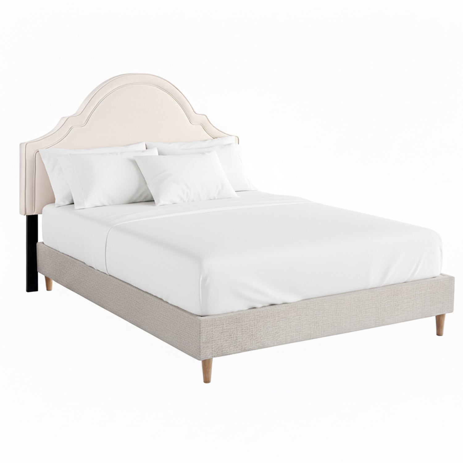 Artiss Queen Bed Frame with Storage Scalloped Velvet Headboard Wooden Platform Base - Image 7