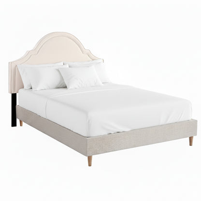 Artiss Queen Bed Frame with Storage Scalloped Velvet Headboard Wooden Platform Base - Image 7