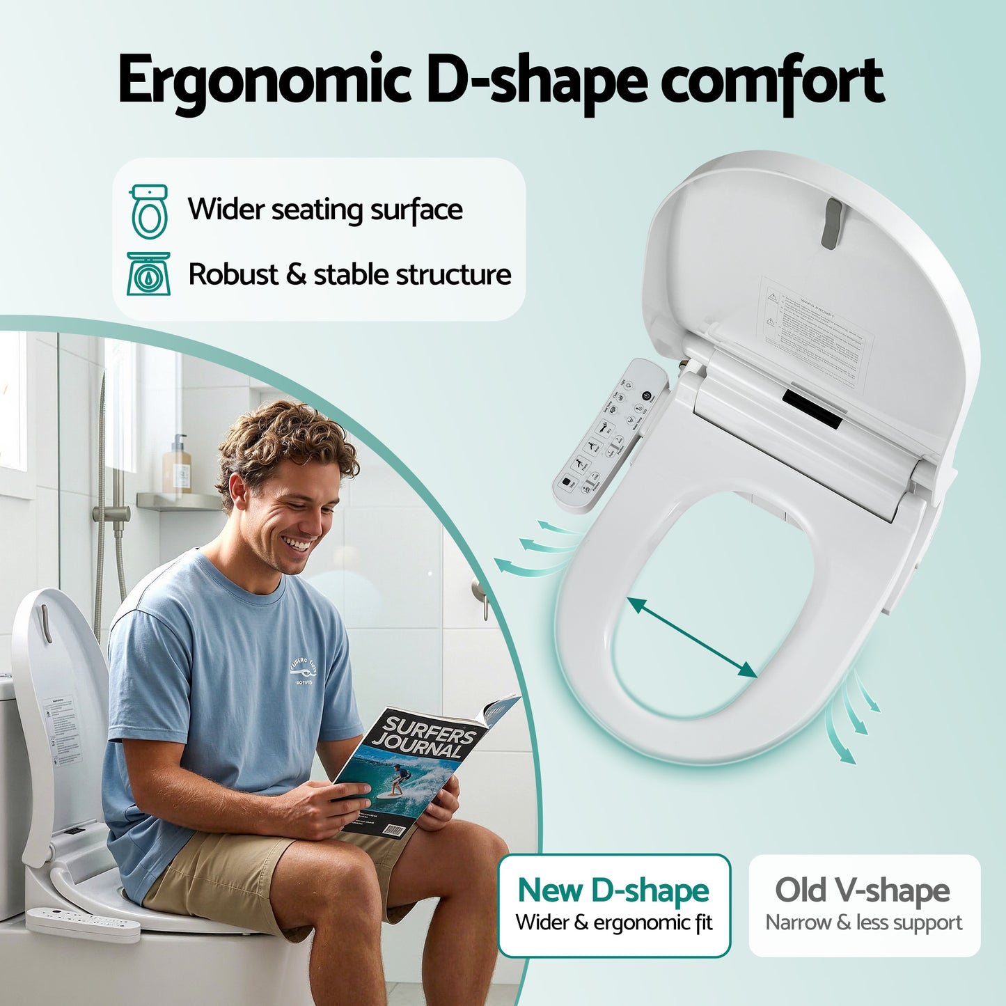 Cefito Smart Electric Bidet Toilet Seat Cover D-Shape SIAA Material Certified - Image 5