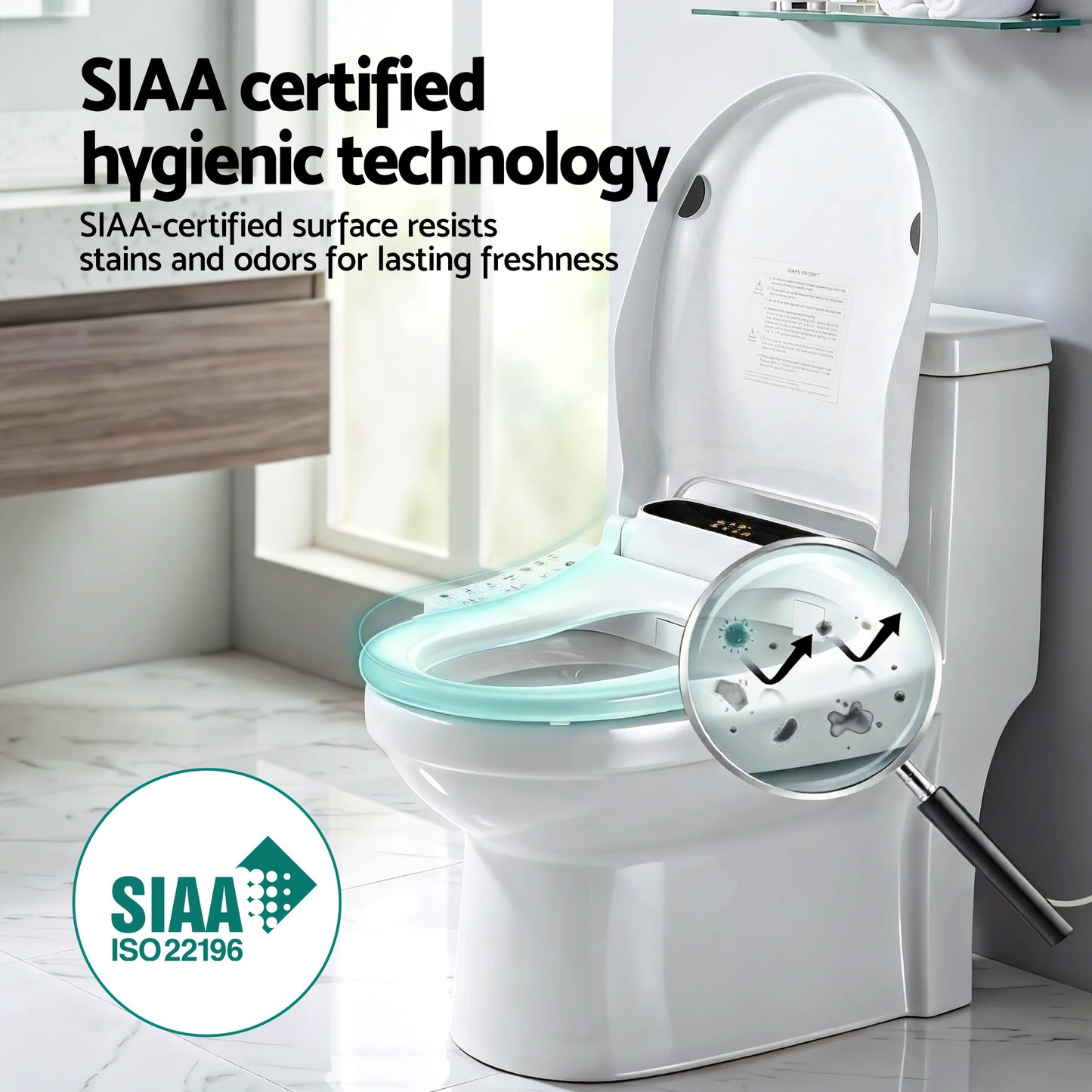 Cefito Smart Electric Bidet Toilet Seat LED Display Heated Dryer WaterMark - Image 7