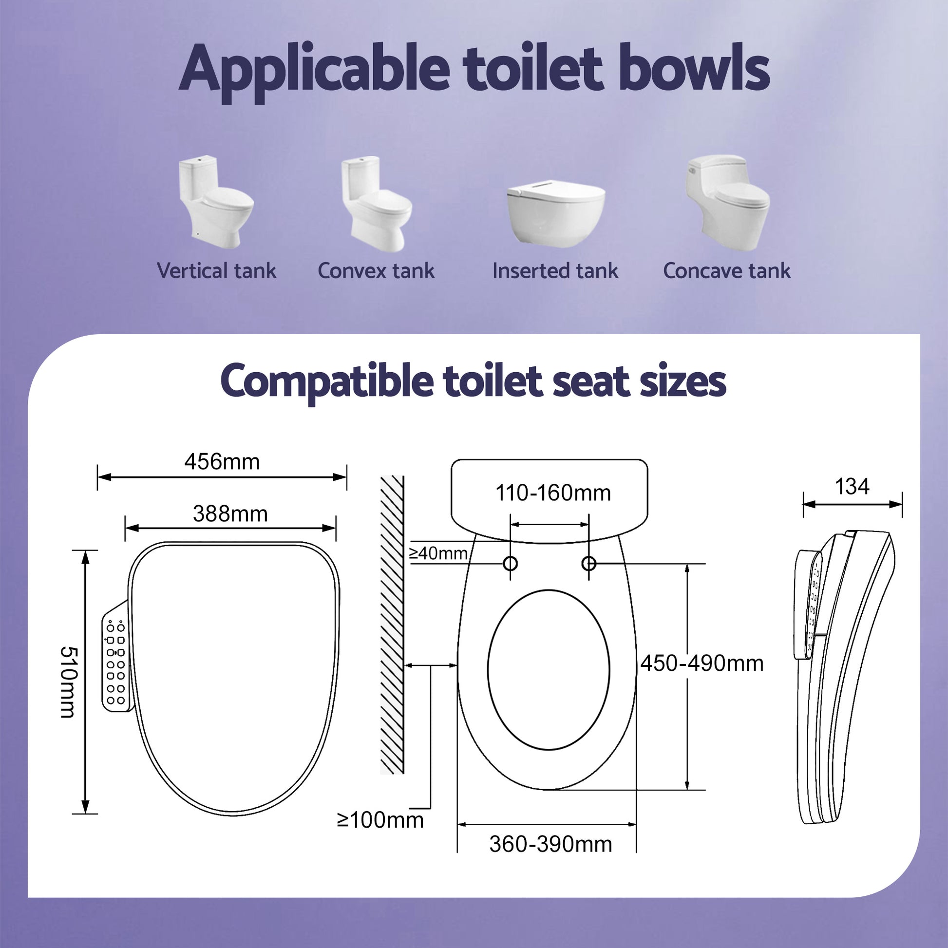 Cefito Electric Bidet Toilet Seat Cover Heated Warm Water Dryer LED Night Light - Image 3