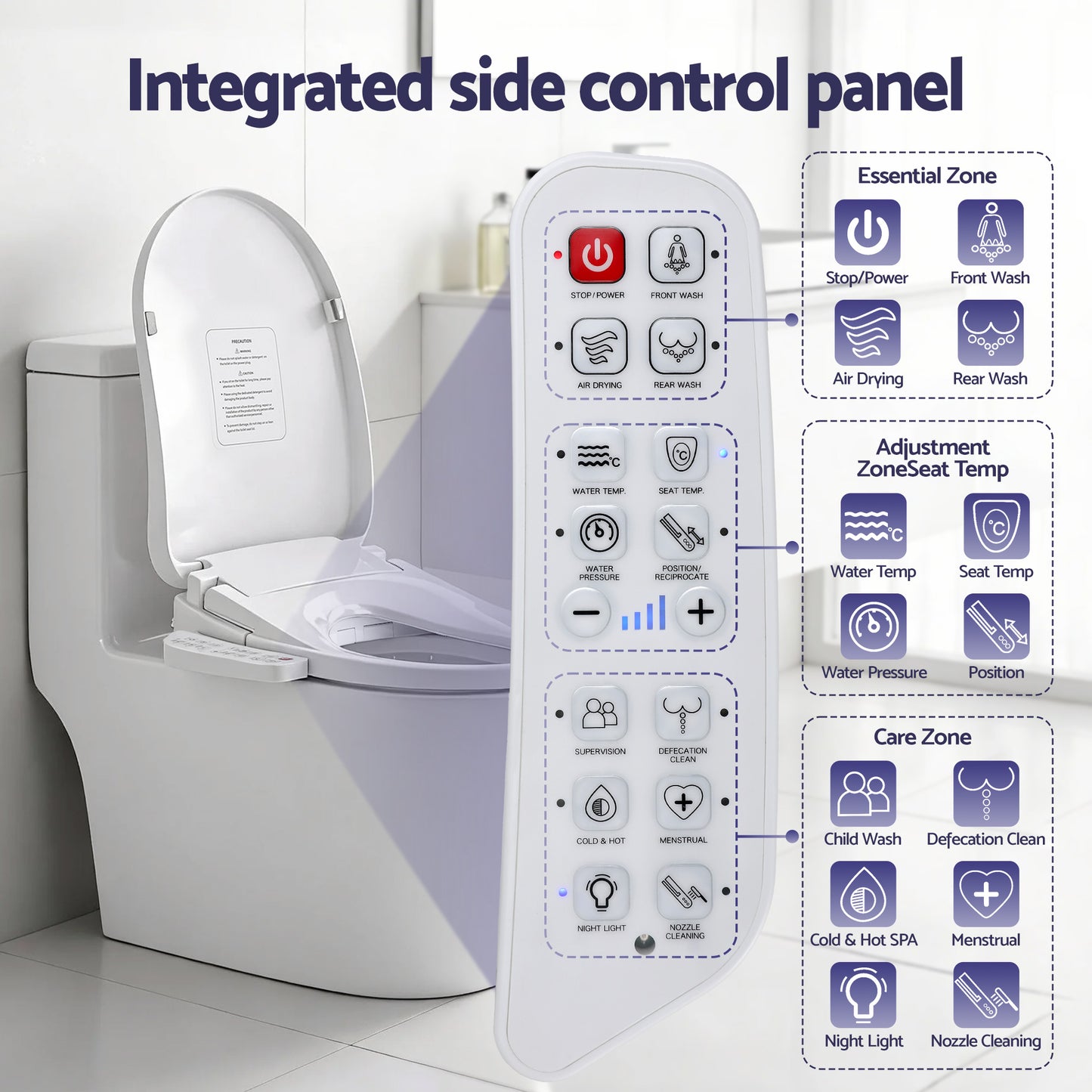 Cefito Electric Bidet Toilet Seat Cover Heated Warm Water Dryer LED Night Light - Image 9
