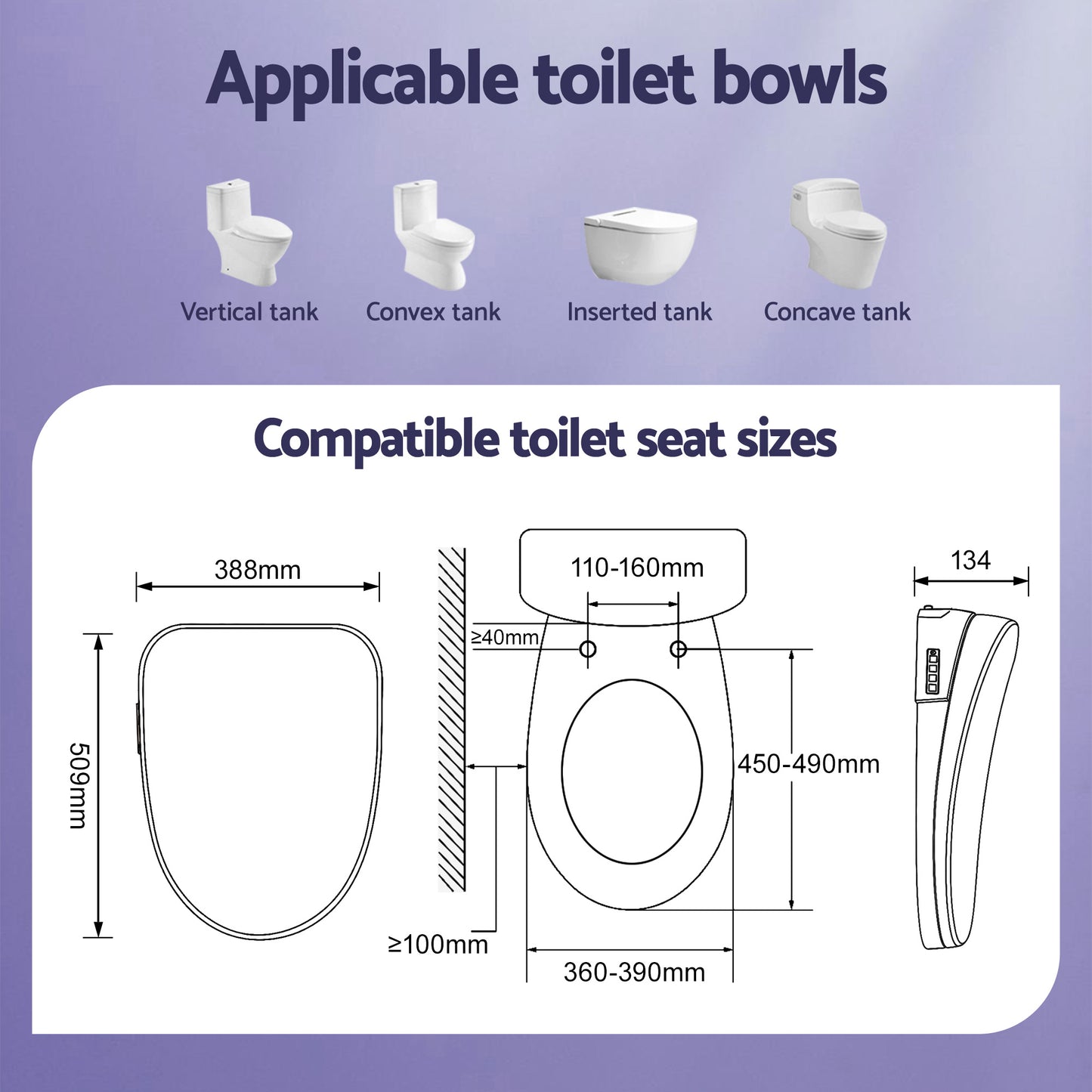 Cefito Smart Electric Bidet Toilet Seat Wireless Remote Heated Dryer Auto Wash - Image 3