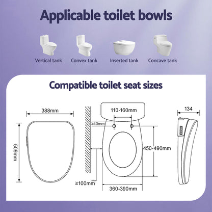 Cefito Smart Electric Bidet Toilet Seat Wireless Remote Heated Dryer Auto Wash - Image 3