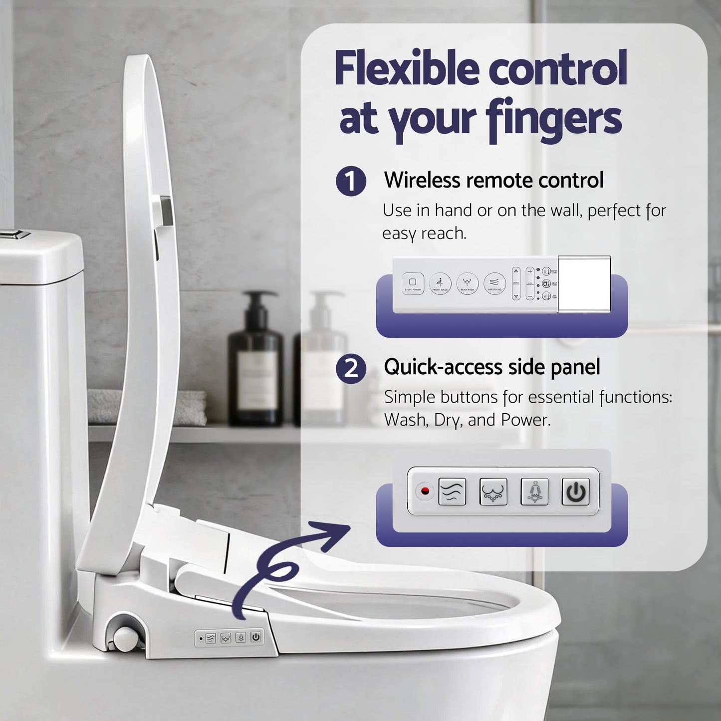 Cefito Smart Electric Bidet Toilet Seat Wireless Remote Heated Dryer Auto Wash - Image 6