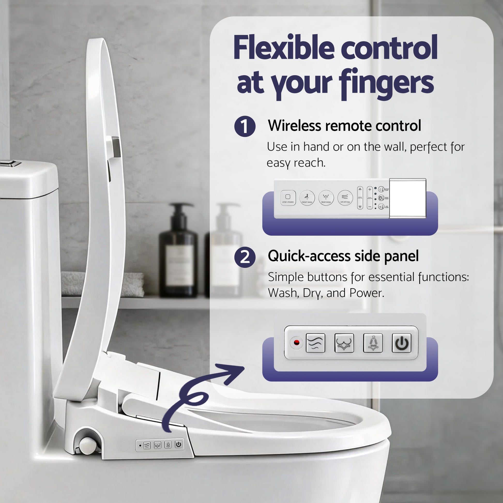 Cefito Smart Electric Bidet Toilet Seat Wireless Remote Heated Dryer Auto Wash - Image 6