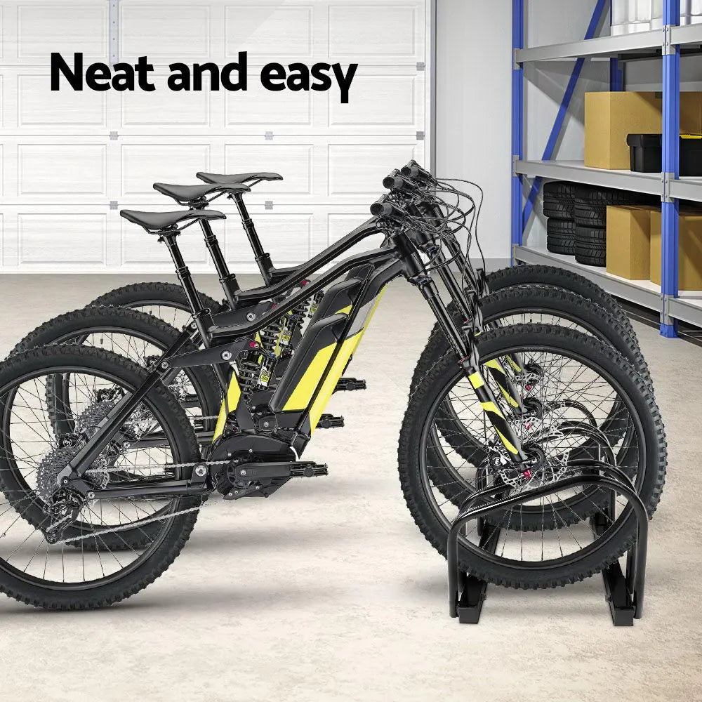 Weisshorn 3 Bike Stand Rack Bicycle Storage Floor Parking Holder Cycling Black - Image 3