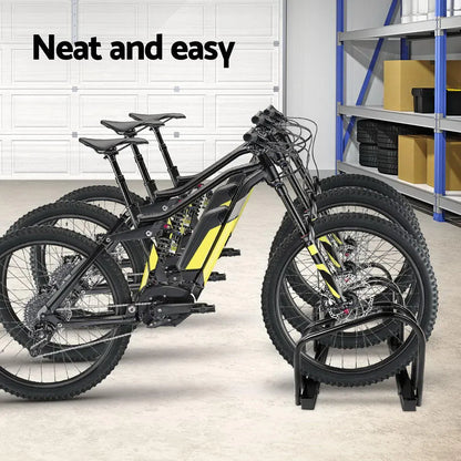Weisshorn 3 Bike Stand Rack Bicycle Storage Floor Parking Holder Cycling Black - Image 3