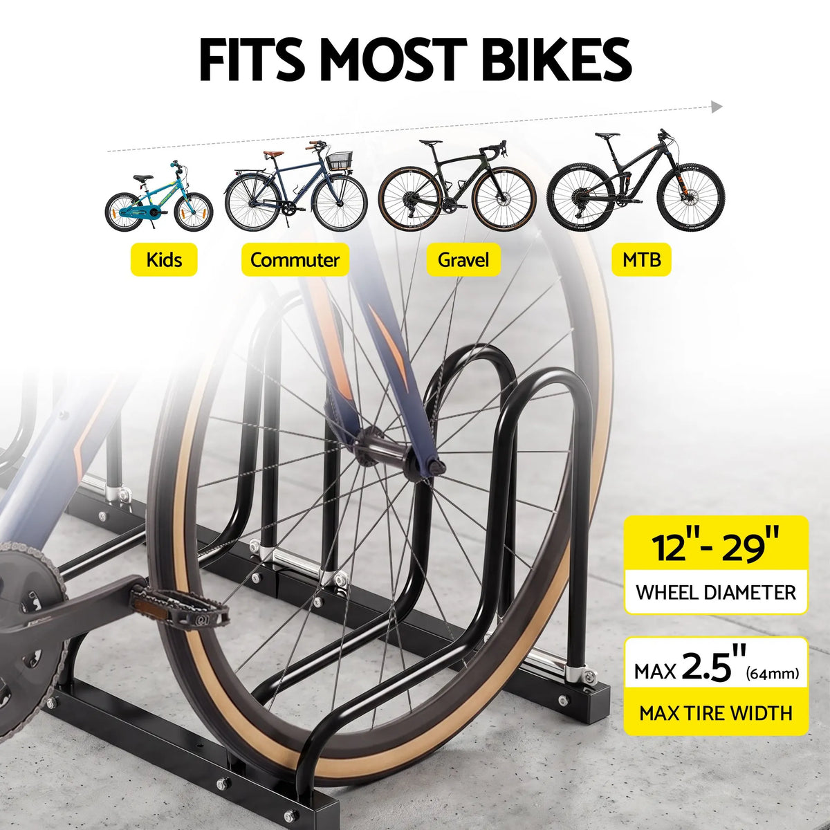 Weisshorn 3 Bike Floor Stand Rack Fits 20"-29" MTB Tires for Garage Storage - Image 4