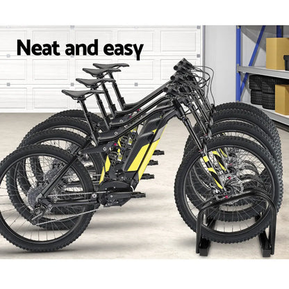 Weisshorn 4 Bike Stand Rack Bicycle Storage Floor Parking Holder Cycling Black - Image 3