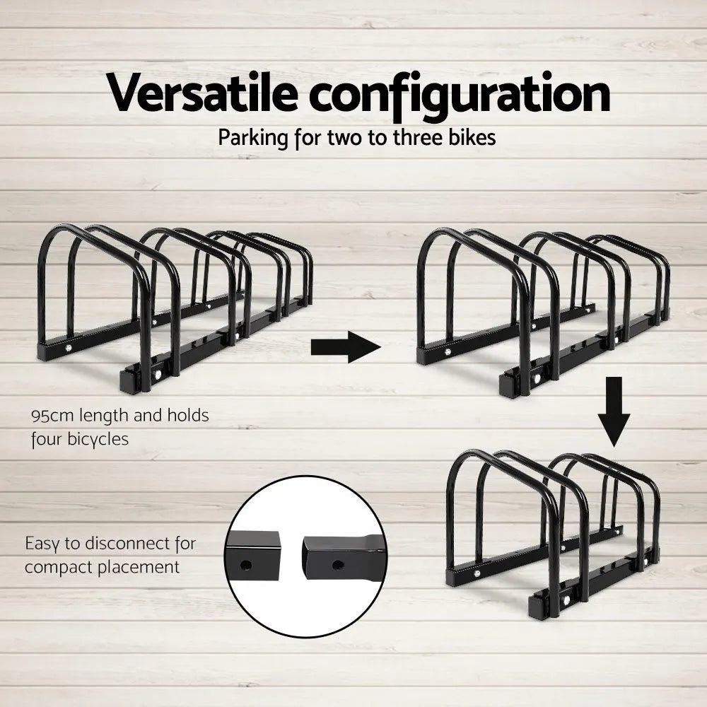 Weisshorn 4 Bike Stand Rack Bicycle Storage Floor Parking Holder Cycling Black - Image 4