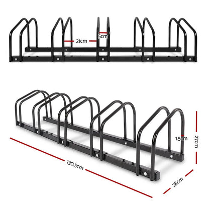 Weisshorn 5 Bike Stand Rack Bicycle Storage Floor Parking Holder Cycling Black - Image 2