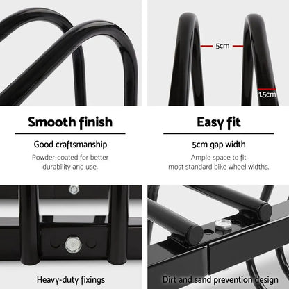 Weisshorn 5 Bike Stand Rack Bicycle Storage Floor Parking Holder Cycling Black - Image 5