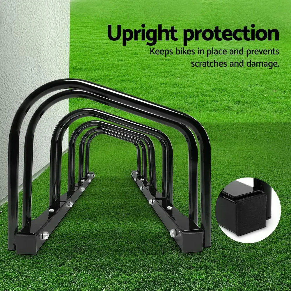 Weisshorn 5 Bike Stand Rack Bicycle Storage Floor Parking Holder Cycling Black - Image 7