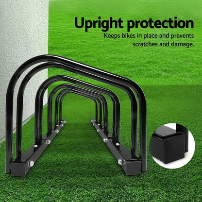 Weisshorn 5 Bike Stand Rack Bicycle Storage Floor Parking Holder Cycling Black - Image 7