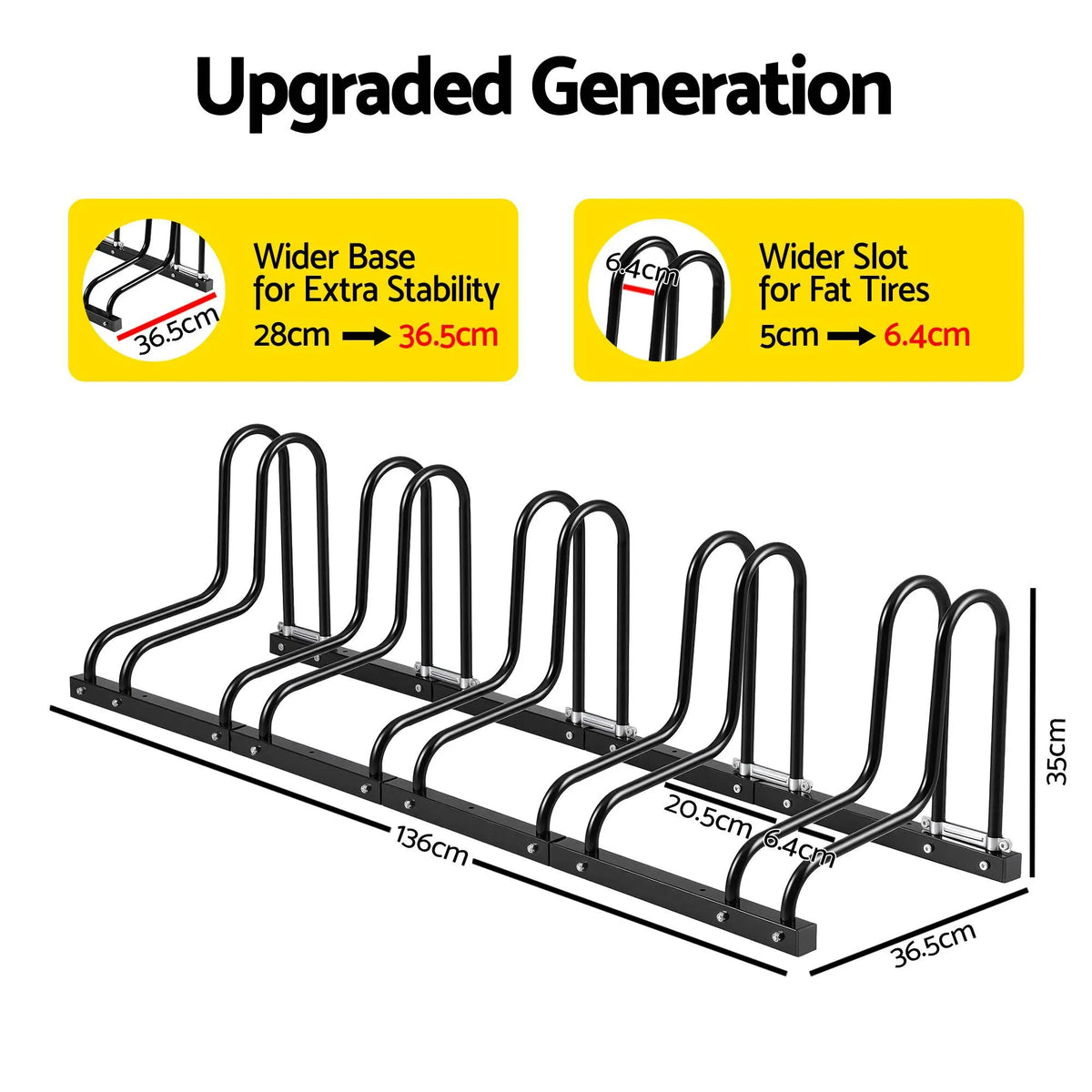 Weisshorn 5 Bike Floor Stand Rack Fits 20"-29" MTB Tires for Garage Storage - Image 2