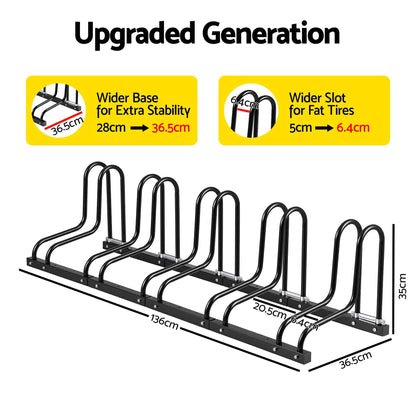 Weisshorn 5 Bike Floor Stand Rack Fits 20"-29" MTB Tires for Garage Storage - Image 2