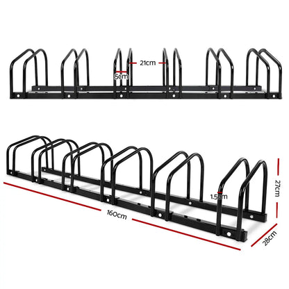 Weisshorn 6 Bike Stand Rack Bicycle Storage Floor Parking Holder Cycling Black - Image 2